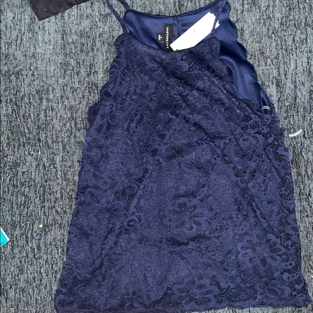 Fortune + ivy blue lace tank